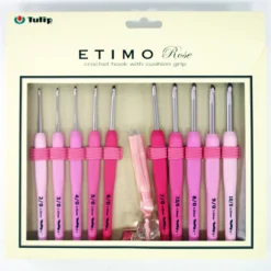 Tulip TER-001 ETIMO Rose Cushion Grip Crochet Hook Needles 10 Pcs Set (Pink)