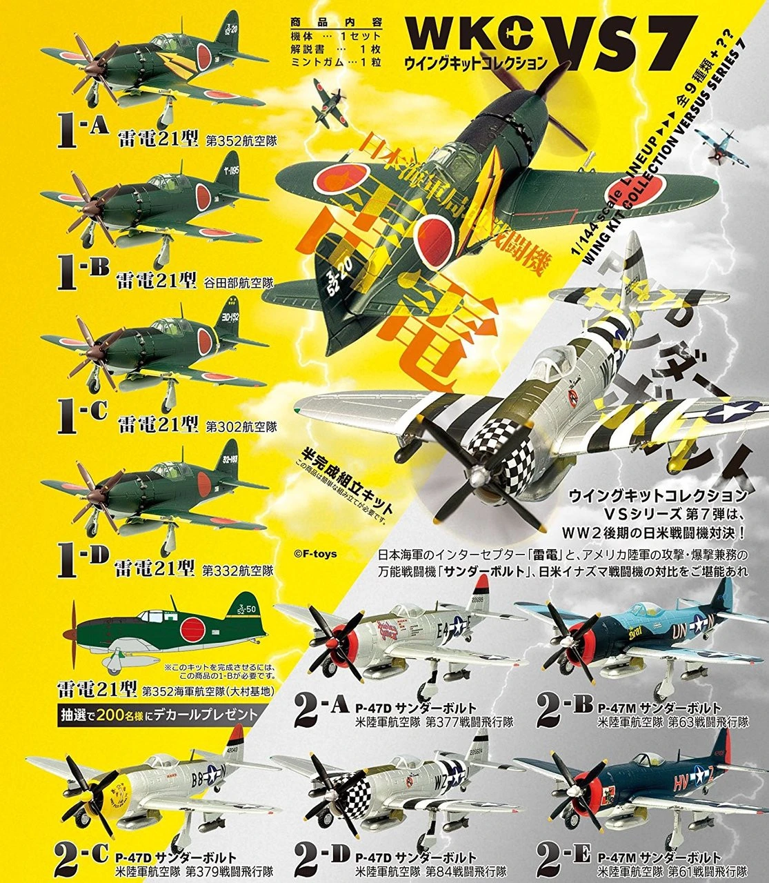 F-toys Wing Kit Collection VS7 Semi-Finished 1/144 Scale Kit 1 BOX 10 Kits Set 7 F-toys Wing Kit Collection VS7 Semi-Finished 1/144 Scale Kit 1 BOX 10 Kits Set - Image 5