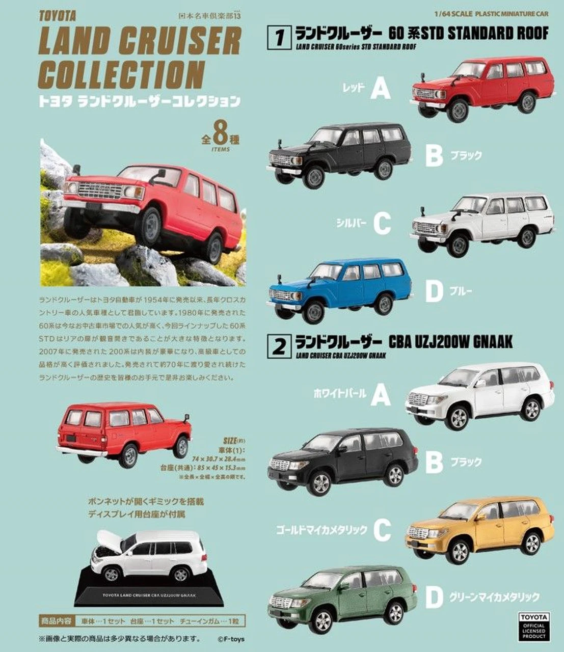 F-toys 1/64 Toyota Land Cruiser Collection 10 Pack Complete Box 4 F-toys 1/64 Toyota Land Cruiser Collection 10 Pack Complete Box - Image 2