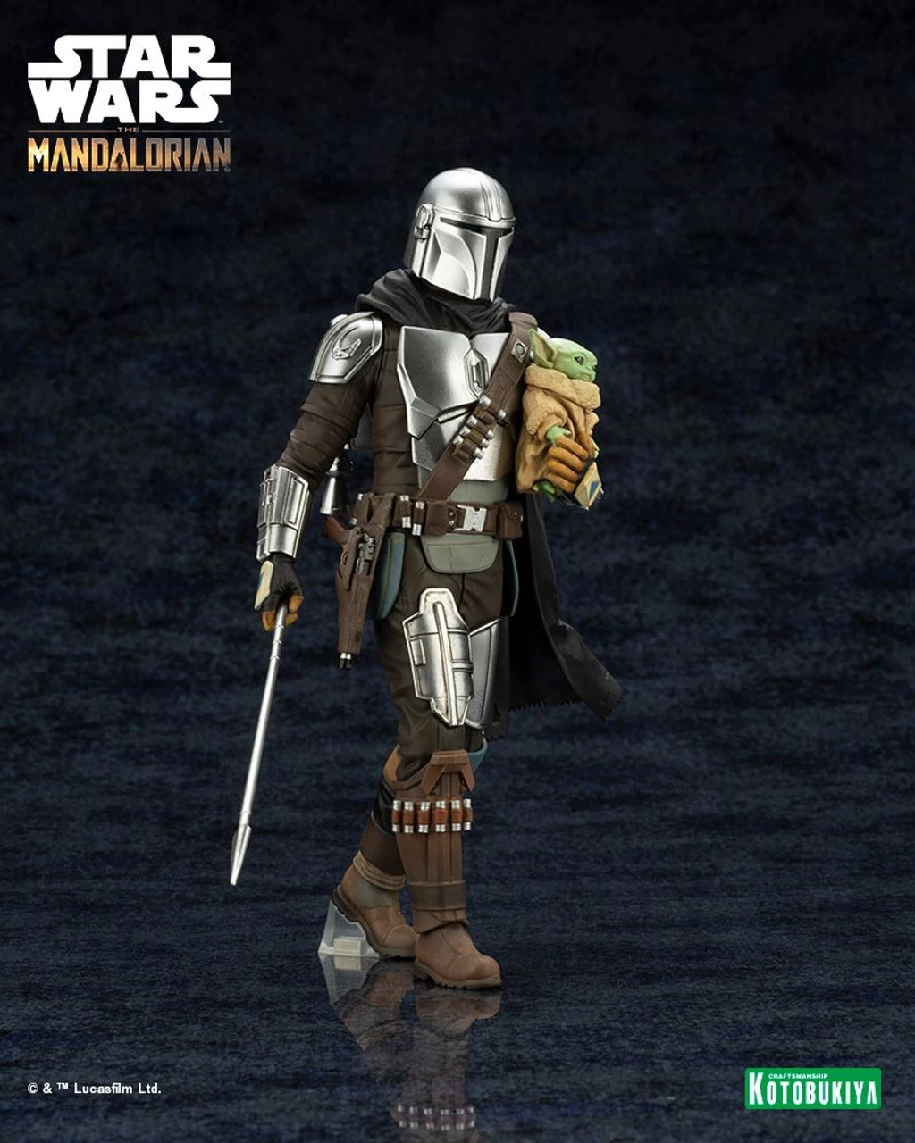 Kotobukiya ARTFX+ MANDALORIAN & GROGU With Beskar Staff 1/10 Figure (Star Wars: The Mandalorian) 11 Kotobukiya ARTFX+ MANDALORIAN & GROGU With Beskar Staff 1/10 Figure (Star Wars: The Mandalorian) - Image 9