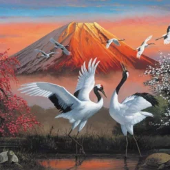 Yanoman Jigsaw Puzzle 10-1265SS Japanese Crane And Moutain Fuji (1000 Pieces)