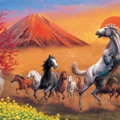 Yanoman Jigsaw Puzzle 10-1320 Japanese Art Tatsuji Kajita Fugaku Shoma Horses (1000 Pieces)