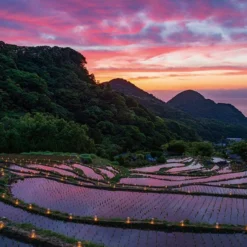Yanoman 10-1425 Jigsaw Puzzle Ishibu Rice Terraces Candle Night In Shizuoka Japan (1000 Pieces)