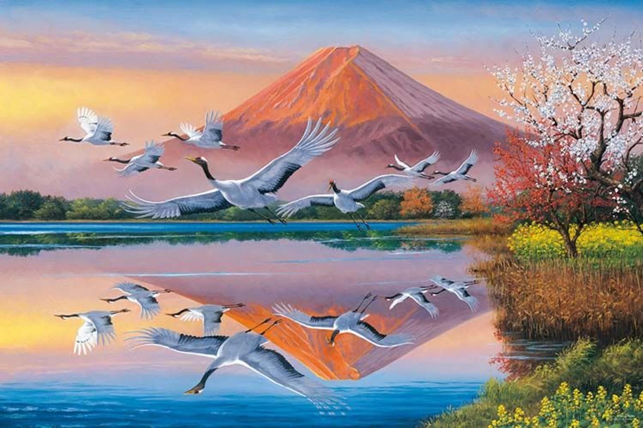 Yanoman 10-1451 Jigsaw Puzzle The Reflection Of Flying Cranes & Mount Fuji In Lake (1000 Pieces) 3 Yanoman 10-1451 Jigsaw Puzzle The Reflection Of Flying Cranes & Mount Fuji In Lake (1000 Pieces)